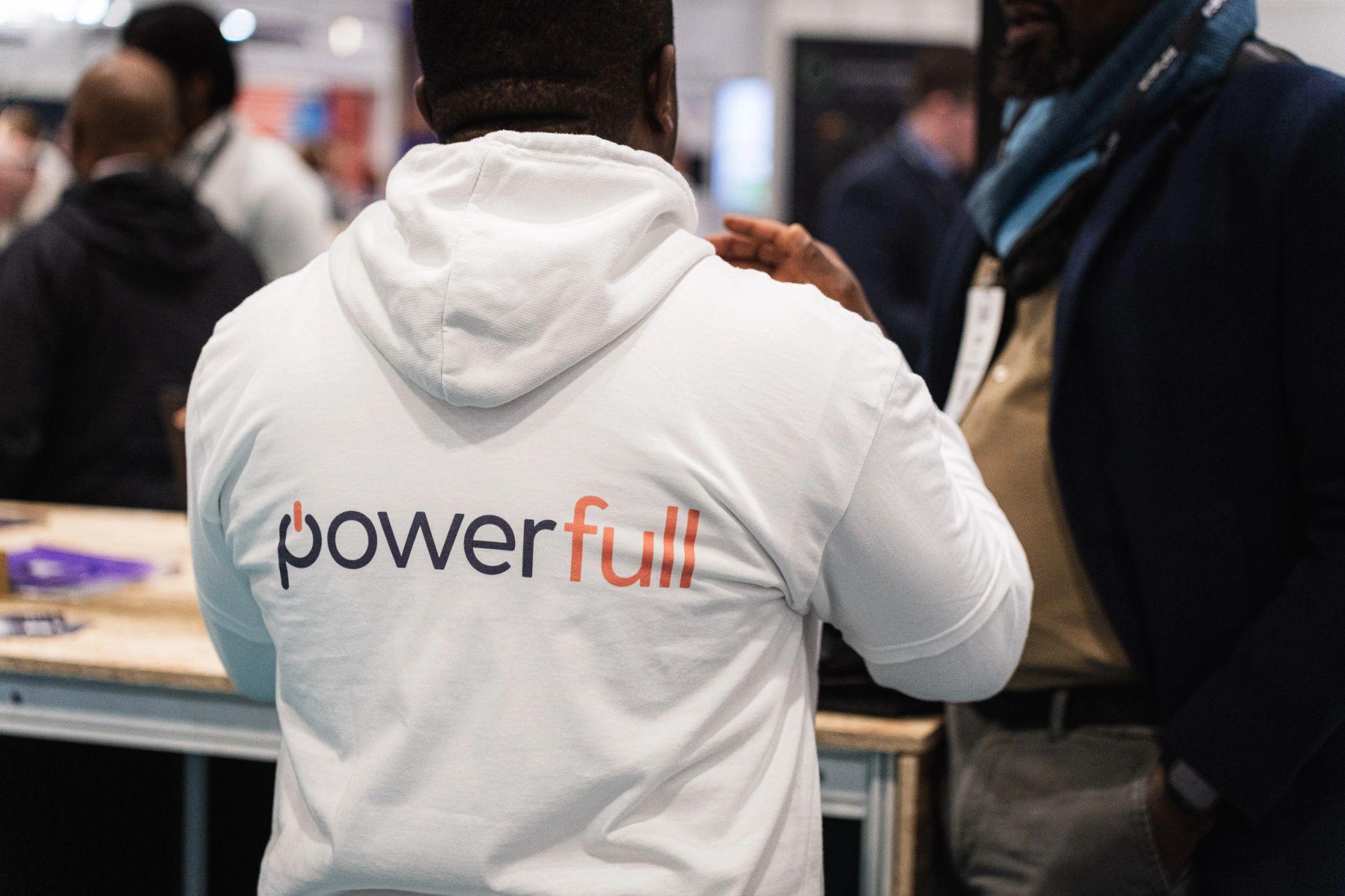 Powerfull logo on a hoodie